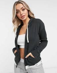 UGG Sena zip up lounge top in black | ASOS