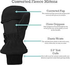 Amazon.com: N'Ice Caps Kids Fingerless Glove Mitten Converter Winter Warm Thinsulate Lined (3-4 Years, Black Solid): Clothing, Shoes & Jewelry