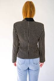 Vintage 80s Giorgio Armani Black & Tan Windowpane Asymmetrical Scarf Collar Cropped Blazer | Made in Italy | 1990s Designer Silk Wool Jacket - Etsy