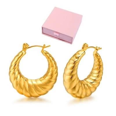 Women's Chunky Gold Hoop Earrings