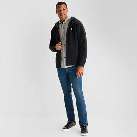 U.S. Polo Assn. Men's Embroidered Sherpa Fleece Hoodie