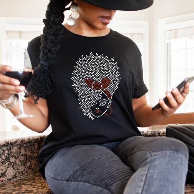 Afro Woman with Hair Tie T-Shirt