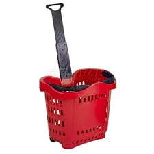 VersaCart ® Plastic Rolling Shopping Basket 43 Liter Red, Pack Qty of 6 - Pkg Qty 6