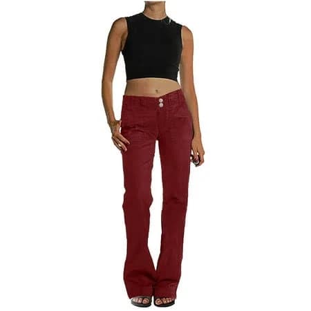 Women's Mid-Waisted Flare Jeans with Pockets