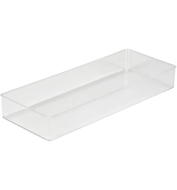 Simplify Long Multi-Purpose Drawer Organizer | Desk | Office Supplies | Storage | Bathroom | Cosmetics | Accessories | Organization | Transparent | Super Clear