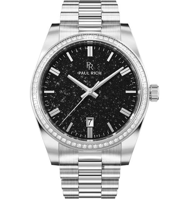 Paul Rich Men's Legacy Silver Black Aventurine Bezel Watch