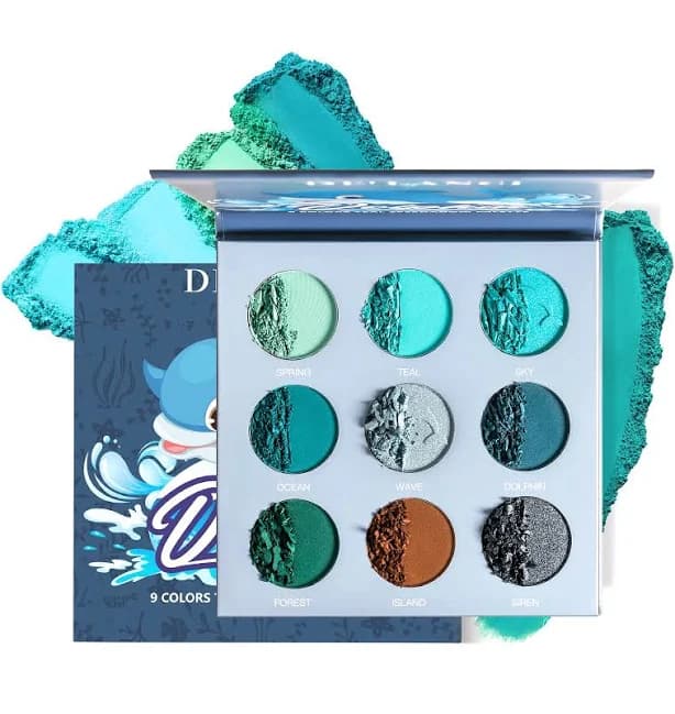 Blue Teal Eyeshadow Palette Blue Green Teal Tone Eyeshadow Pallets DE LANCI Pro 9 Shades Matte Shimmer High Pigmented Waterproof Long Lasting Eye