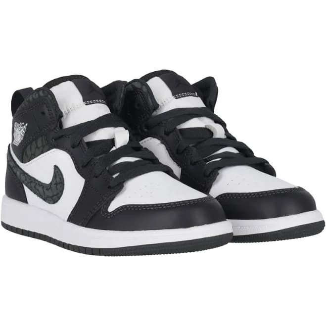 Nike Kids-Black, Green & White Air Jordan 1 Mid Trainers
