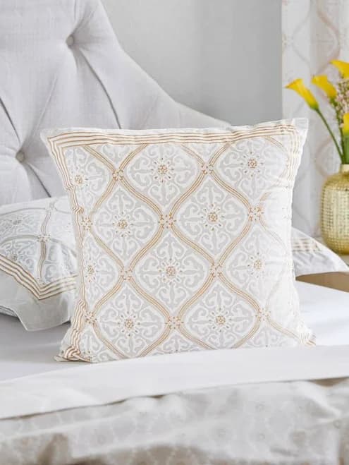 Saffron Marigold White & Gold Euro Sham Pillow