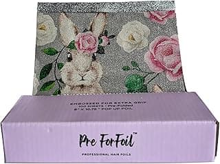 Bunny Design Pop-Up Hair Foil Sheets, Wide 6x10.75 Inch Pre-Cut Embossed Aluminum Foils for Hair Coloring, Highlighting & Bleaching | 100 Count Professional Salon Supplies