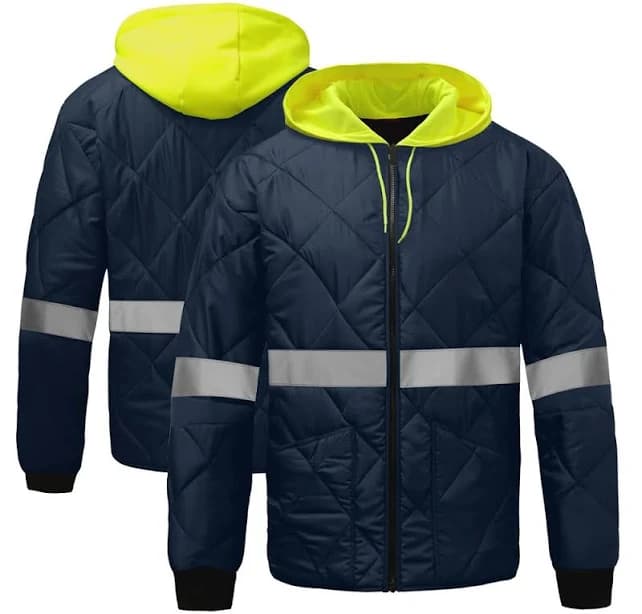 GSS Enhanced Visibility Diamond Quilted Waterproof Parka with Removable Hood