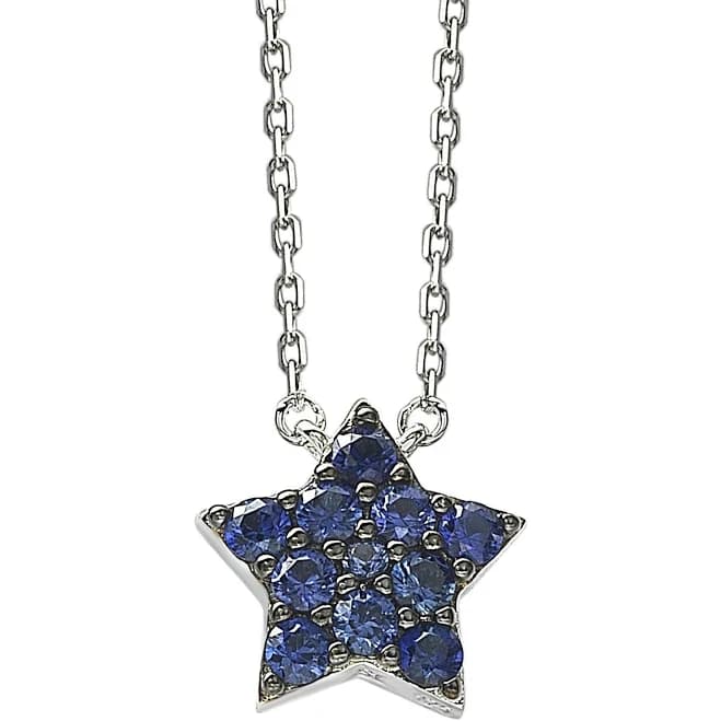 Suzy Levian Sterling Silver Sapphire Star Pendant Necklace