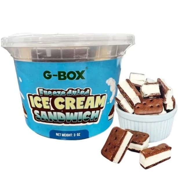 G-BOX Freeze Dried Ice Cream Sandwiches - Vanilla, 3 OZ, Air-tight Sealed Camping Food, NASA Space Dessert, Halloween Candy