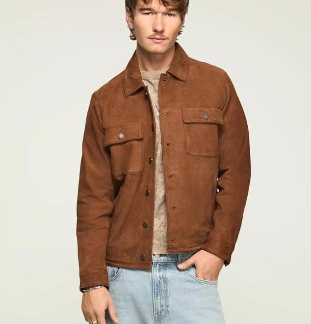 Lucky Brand Men's Suede Shirt Jacket