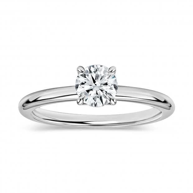 0.50 CTW Round Cubic Zirconia Solitaire Engagement Ring in 925 Sterling Silver