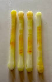 Fused Glass Opaque Mimosa Yellow With White, Peach - Gorgeous Combination Swizzle Sticks - Set of 4 - Etsy UK