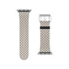 Cream Checkered Faux Leather Band For Apple Watch-Series 1-9/SE devices - Walmart.com