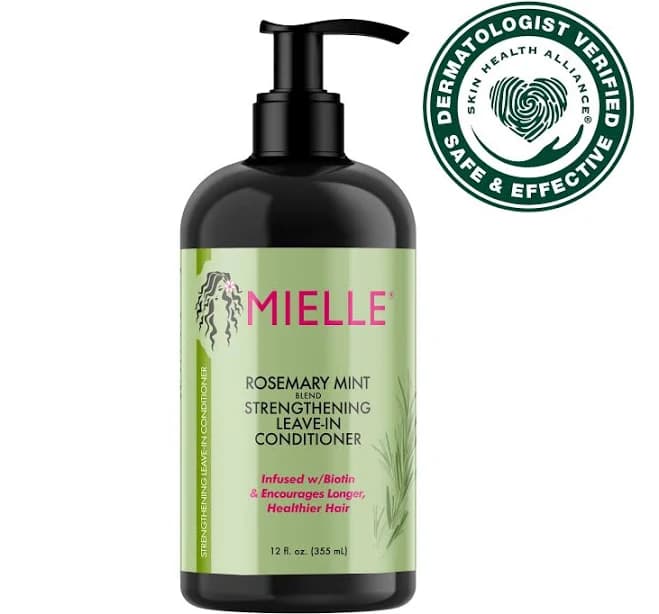 Mielle Organics Rosemary Mint Strengthening Leave-In Conditioner, Supports Hair Strength, Smooth Conditioner for Dry and Crinkled Hair, Weightless Hair Treatment