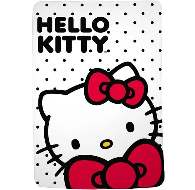 Hello Kitty Kids White Print Fleece Bed Blanket