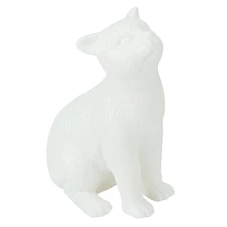 Porcelain Cat Lucky Ornaments Ceramic Animal Statue Automobile Decor White