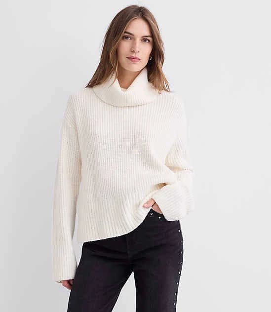 Loft Women's Cuffed Ribbed Mock Neck Sweater