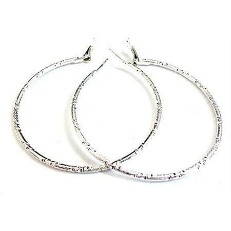 Textured Silver Tone Hoop Earrings