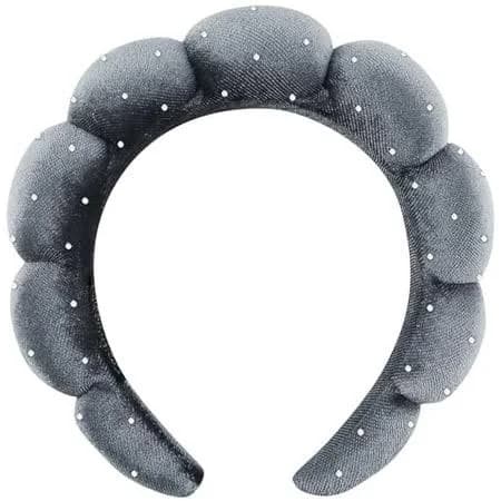 Spa Headbands Puffy Makeup Skincare Headbands for Washing Face or Facial, Terry Cloth Fabric Hairbands for Makeup Removal Shower Skin Treatment(Grey,