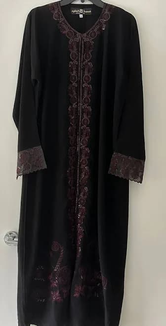 Black Burgundy Sequin Abaya Jilbab Kaftan Modest Muslim Wear Maxi