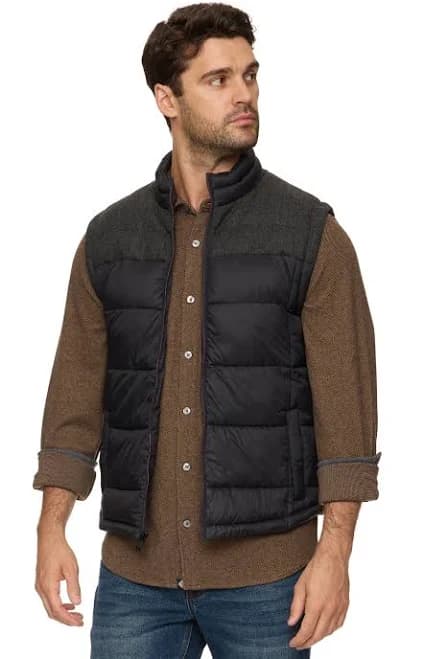 Threadgrit Men's Benson Mixed Media Puffer Vest