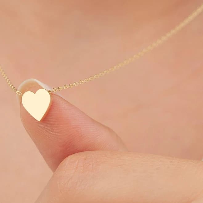 14K Solid Gold Heart Necklace