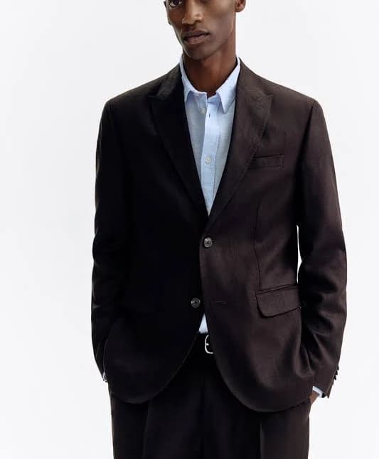 H&M Men's Regular-Fit Linen-Blend Jacket