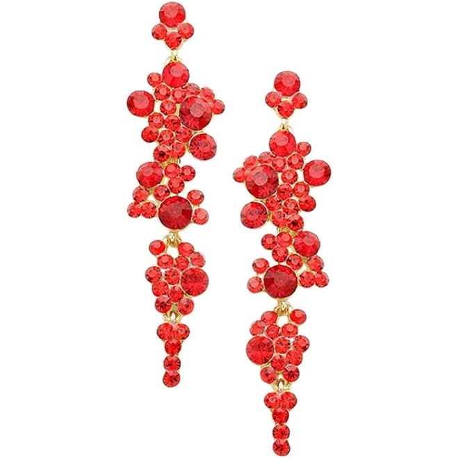 3.25" Crystal Rhinestone Bubble Dangle Earrings
