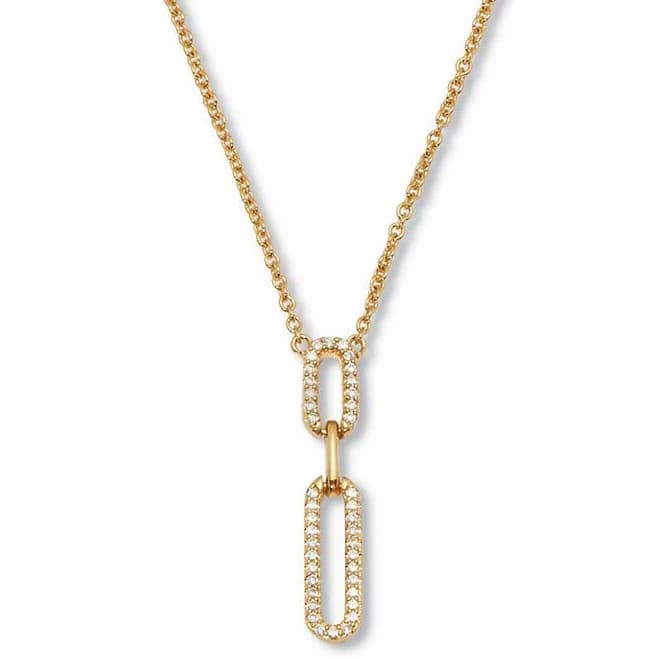 PalmBeach Jewelry 18K Gold-Plated Round Cubic Zirconia Paperclip Drop Necklace