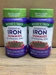 Nature's Truth Iron Gummies + B-Vitamins, Zinc 60 Count X 2 Pack Grape EXP 10/26