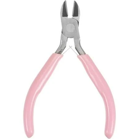 Wire Cutters 4.5 Inch Diagonal Cutting Side with Pink Plastic Handle for DIY Crafts Jewelry Making