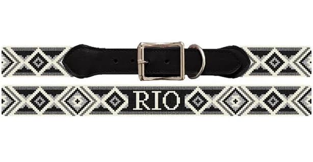 Brewster Belt Grey Flannel Needlepoint Dog Collar