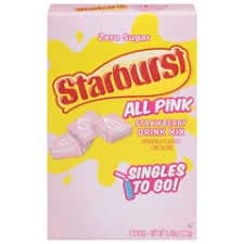 Starburst Drink Mix, Zero Sugar, All Pink Strawberry, Singles To Go!, 6 sticks [0.43 oz (12.2 g)]
