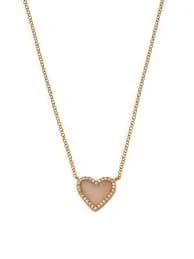 14K Yellow Gold, Opal & Diamond Heart Necklace
