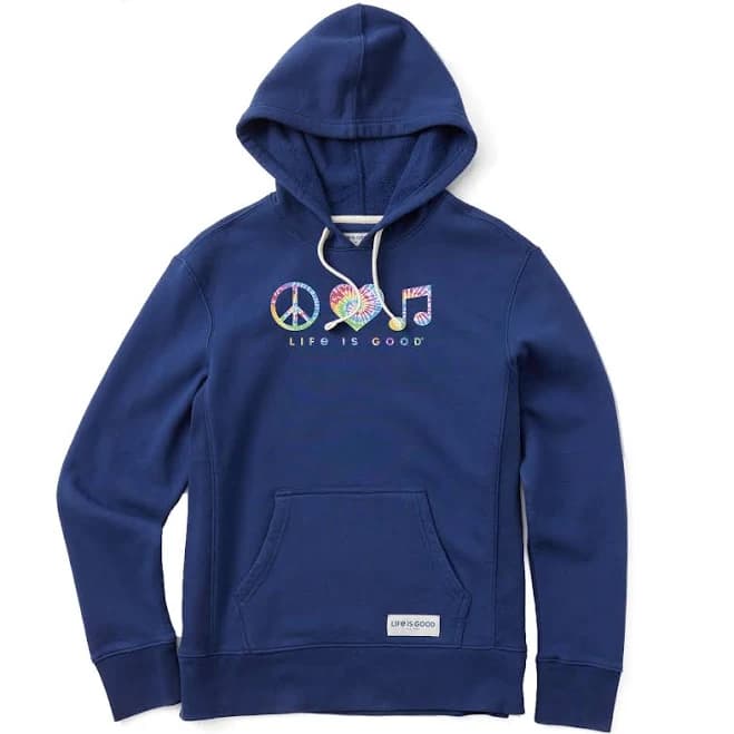 Life Is Good Women's Tie Dye Peace Love Music Fleece Hoodie