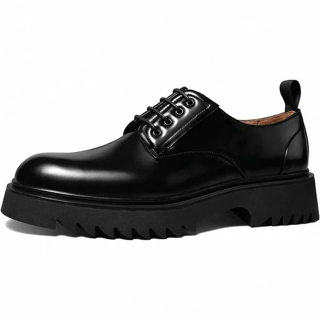Polished Leather Platform Derby