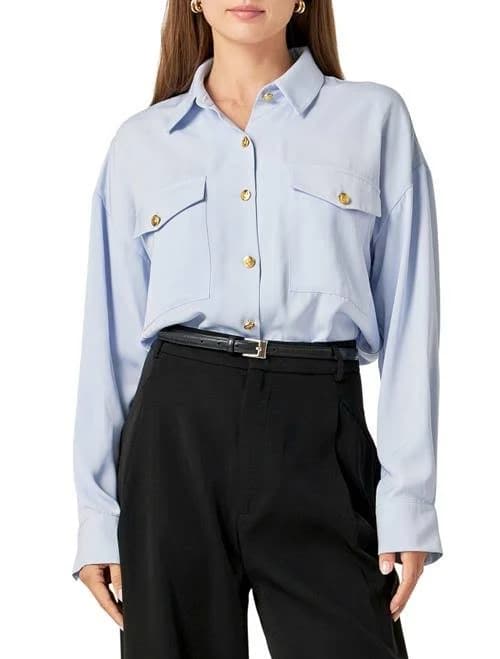 English Factory Women's Gold Button-Up Shirt