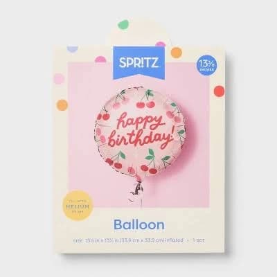 Cherry Happy Birthday Round Foil Balloon