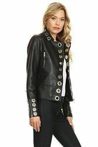 Women's Studded Punk Style Leather Jacket