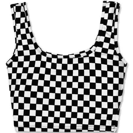 Neon Nation Women's Sleeveless Checker Print Crop Top