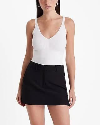 Express Women's Ribbed Fitted V-Neck Sweater Tank Top
