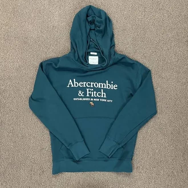 Abercrombie & Fitch Men's Teal/Green Hoodie - XS