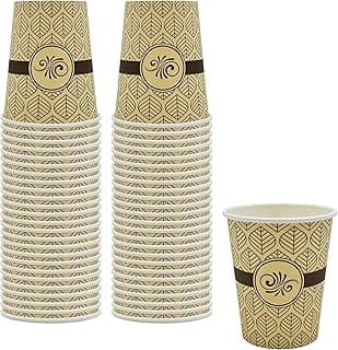 PAMI Disposable Coffee Cups, Single-Use Paper Cups, To-Go Hot Beverage Cups for Espresso Coffee Tea Hot Chocolate, Leak Resistant, Cafe & Home Use (50, 8oz)