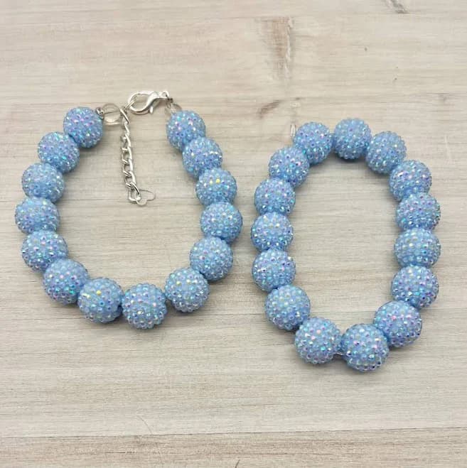 Trendy Baby Blue Rhinestone Dog Necklace Pet Accessories Jewelry for Dogs Necklaces for Dogs Gifts Beaded Dog Collar Birthday Necklace