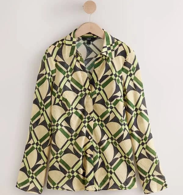 Women's Next Geometric Print Lyocell Blend V-Neck Shirt