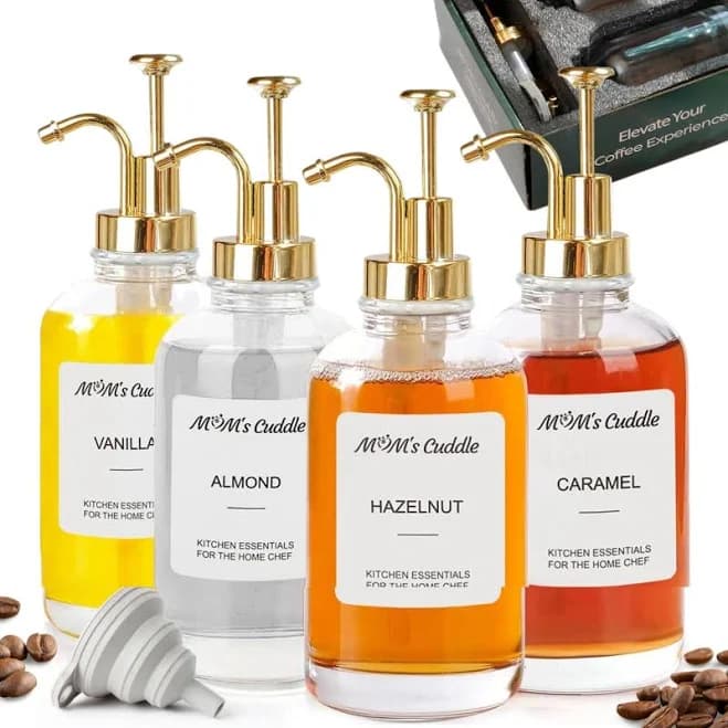 Golden Pump Coffee Syrup Dispenser 4 Pack
